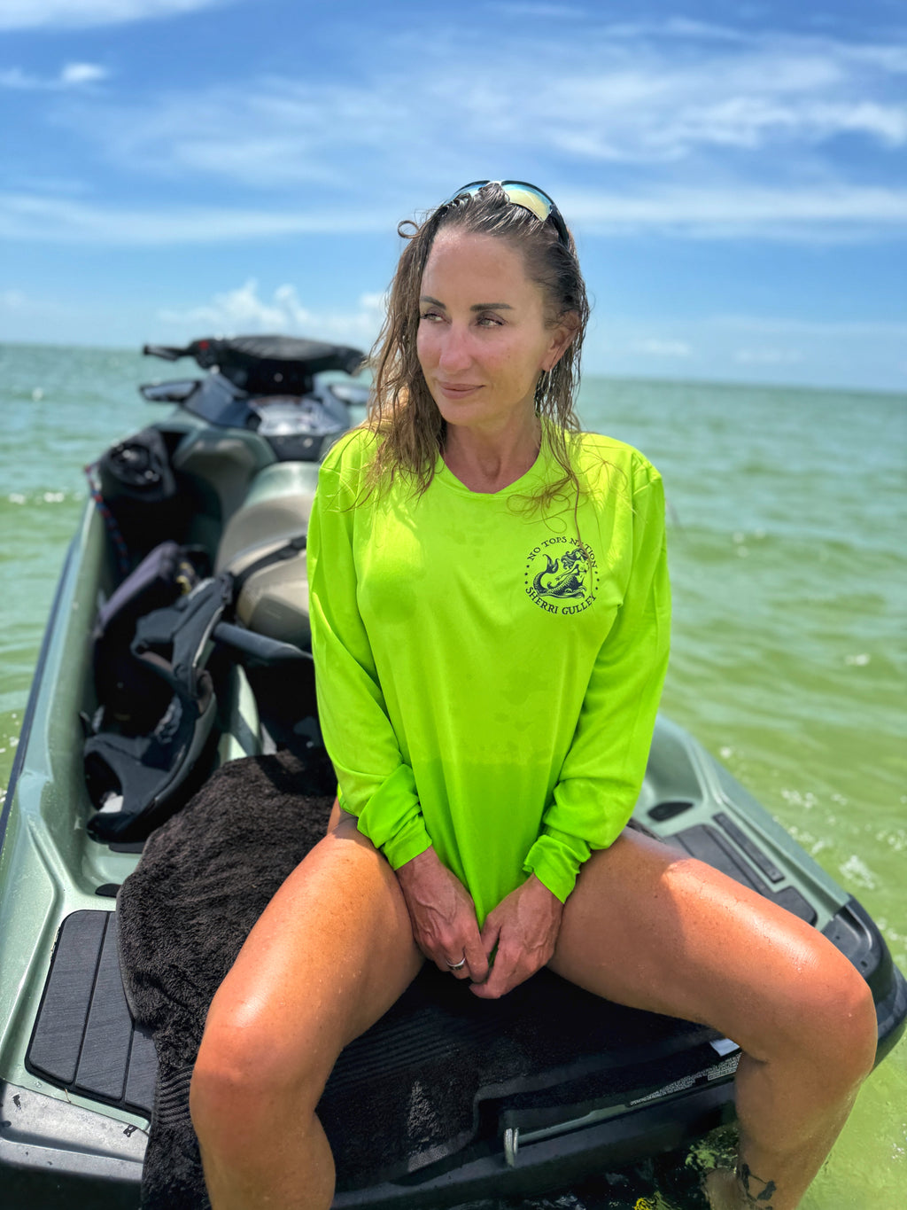 No Tops Nation: Unisex Lime Green Long Sleeve Rash Guard