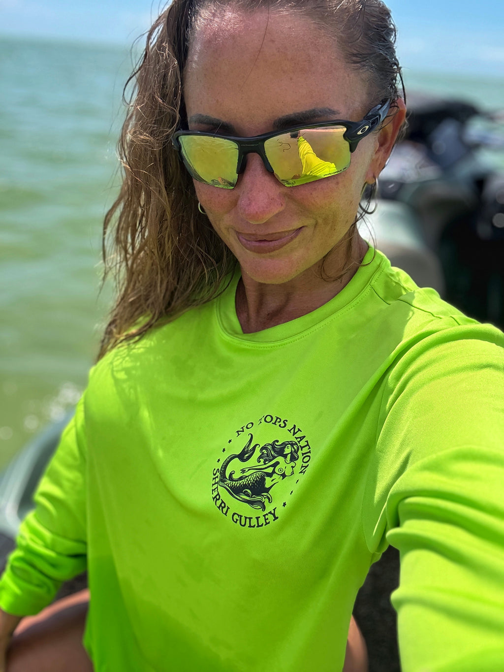 No Tops Nation: Unisex Lime Green Long Sleeve Rash Guard