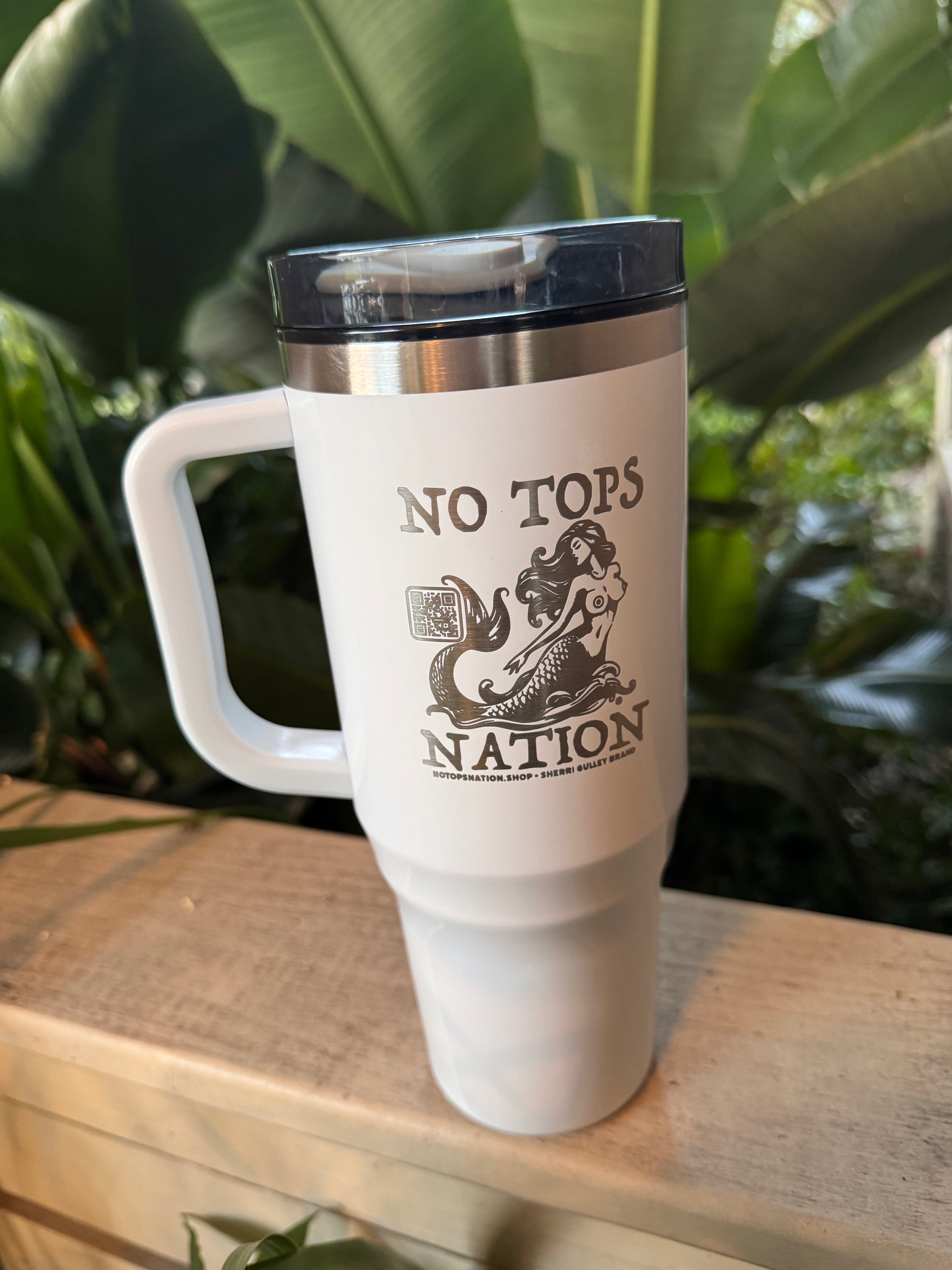 Sherri Gulley's No Tops Nation - White 40 oz Eco-Friendly Straw Tumbler