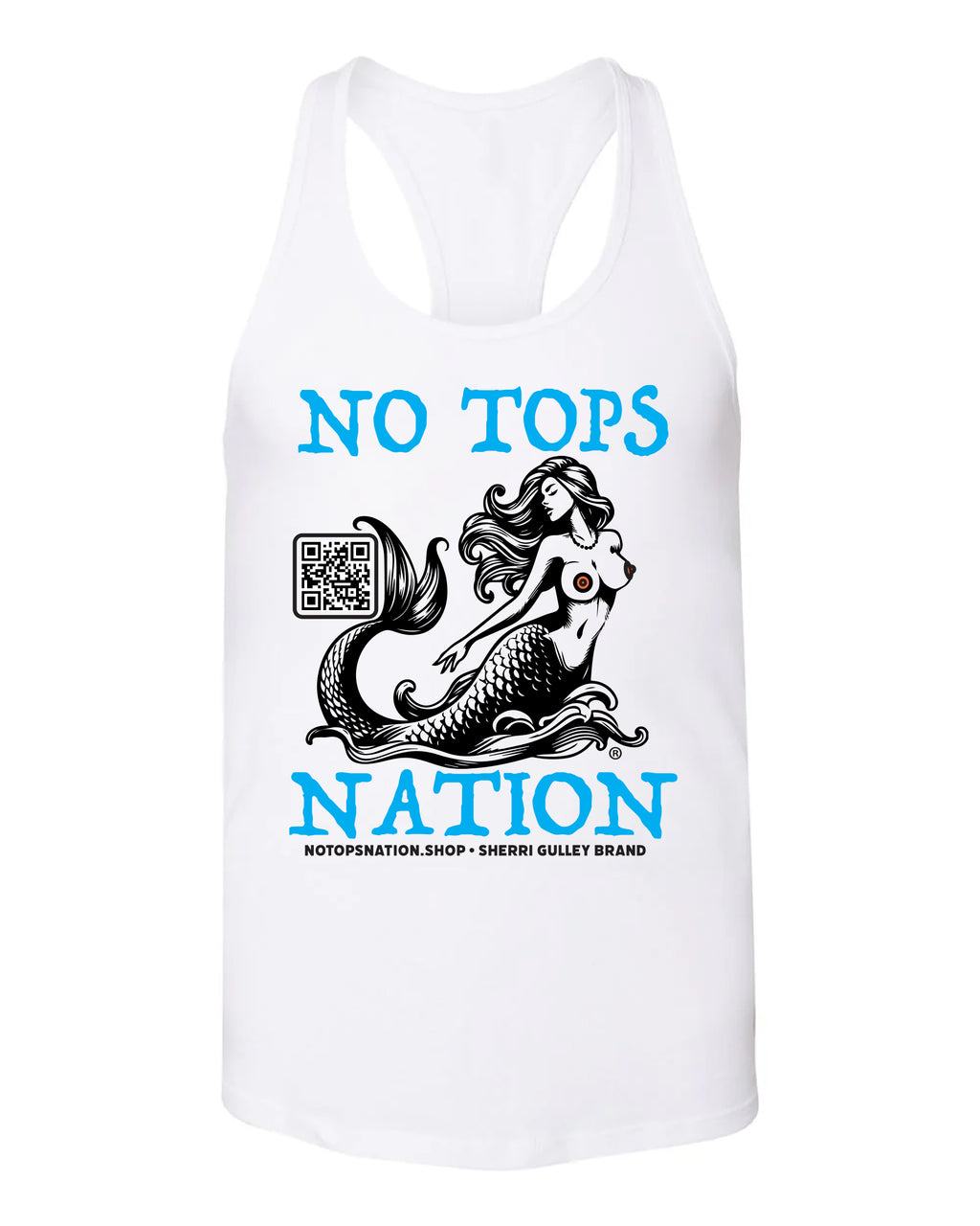 No Tops Nation: Ladies White Racerback Tank Top