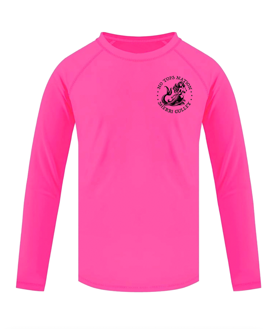 No Tops Nation: Unisex Fuchsia Long Sleeve Rash Guard