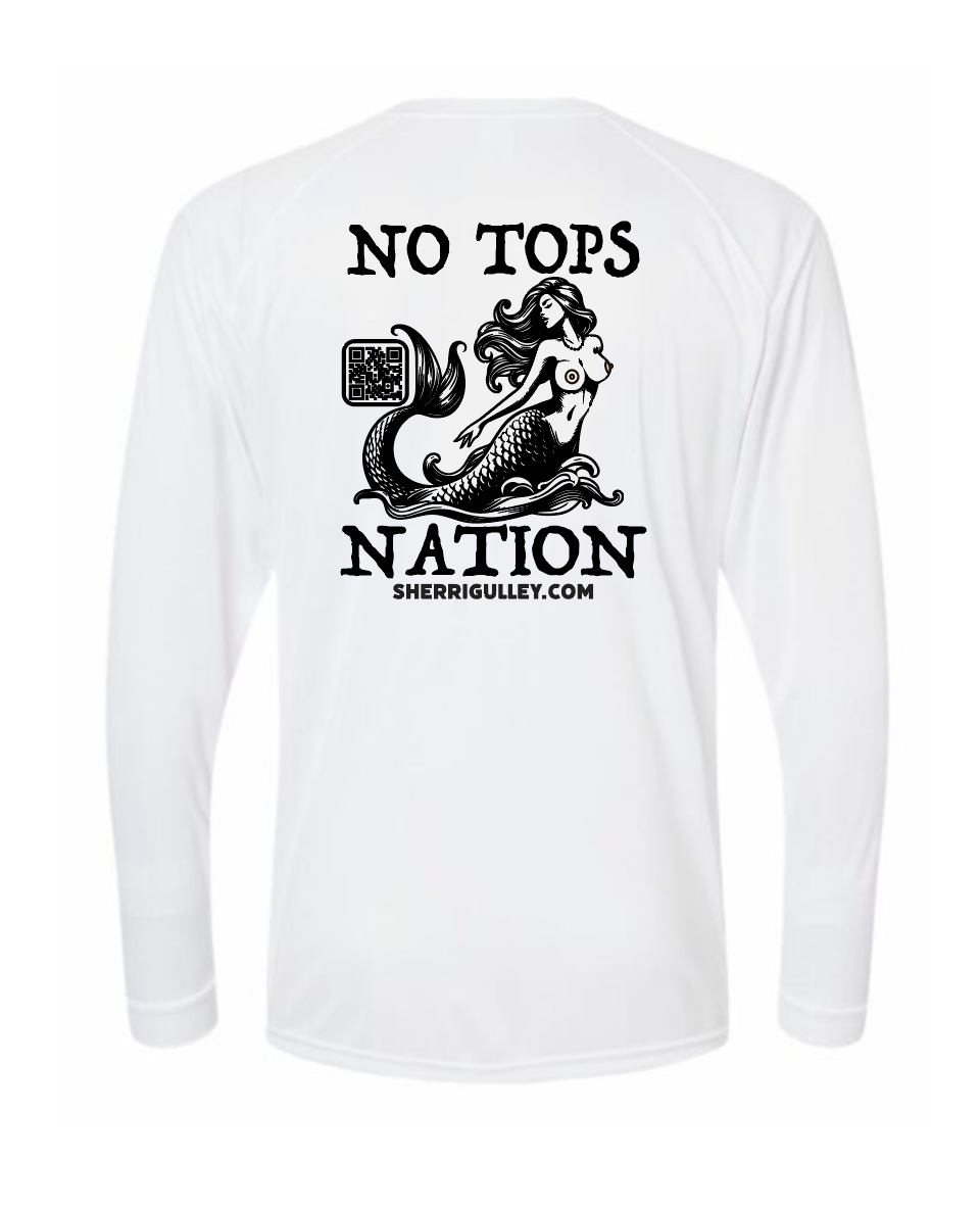 No Tops Nation: Unisex White Long Sleeve Rash Guard
