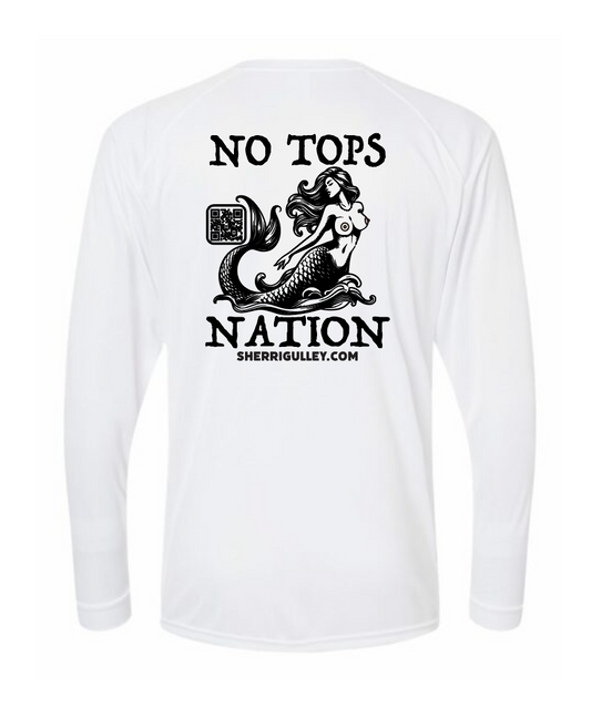 No Tops Nation: Unisex White Long Sleeve Rash Guard