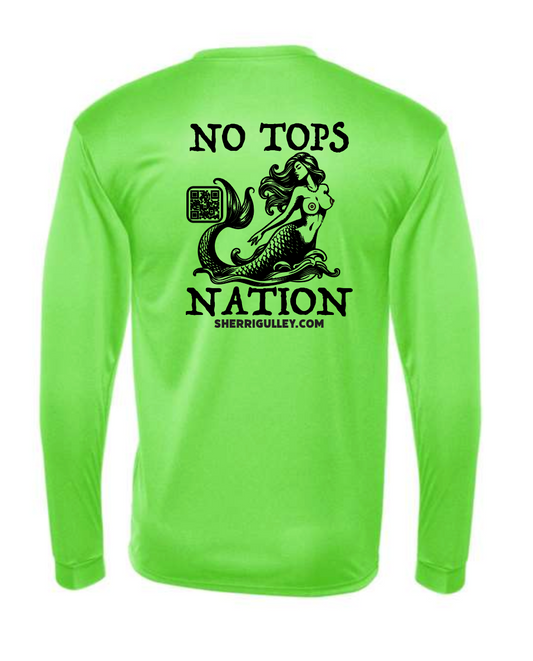 No Tops Nation: Unisex Lime Green Long Sleeve Rash Guard