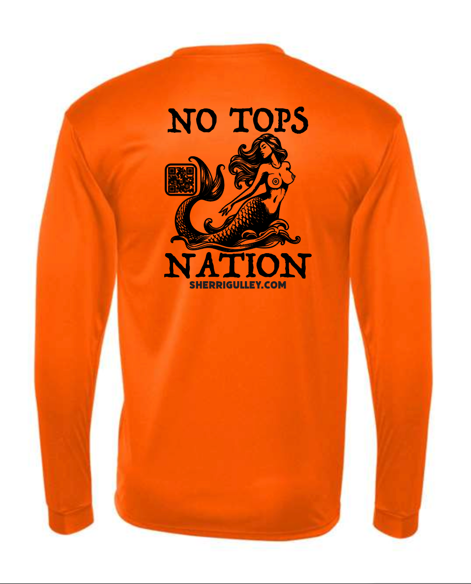 No Tops Nation: Unisex Orange Long Sleeve Rash Guard