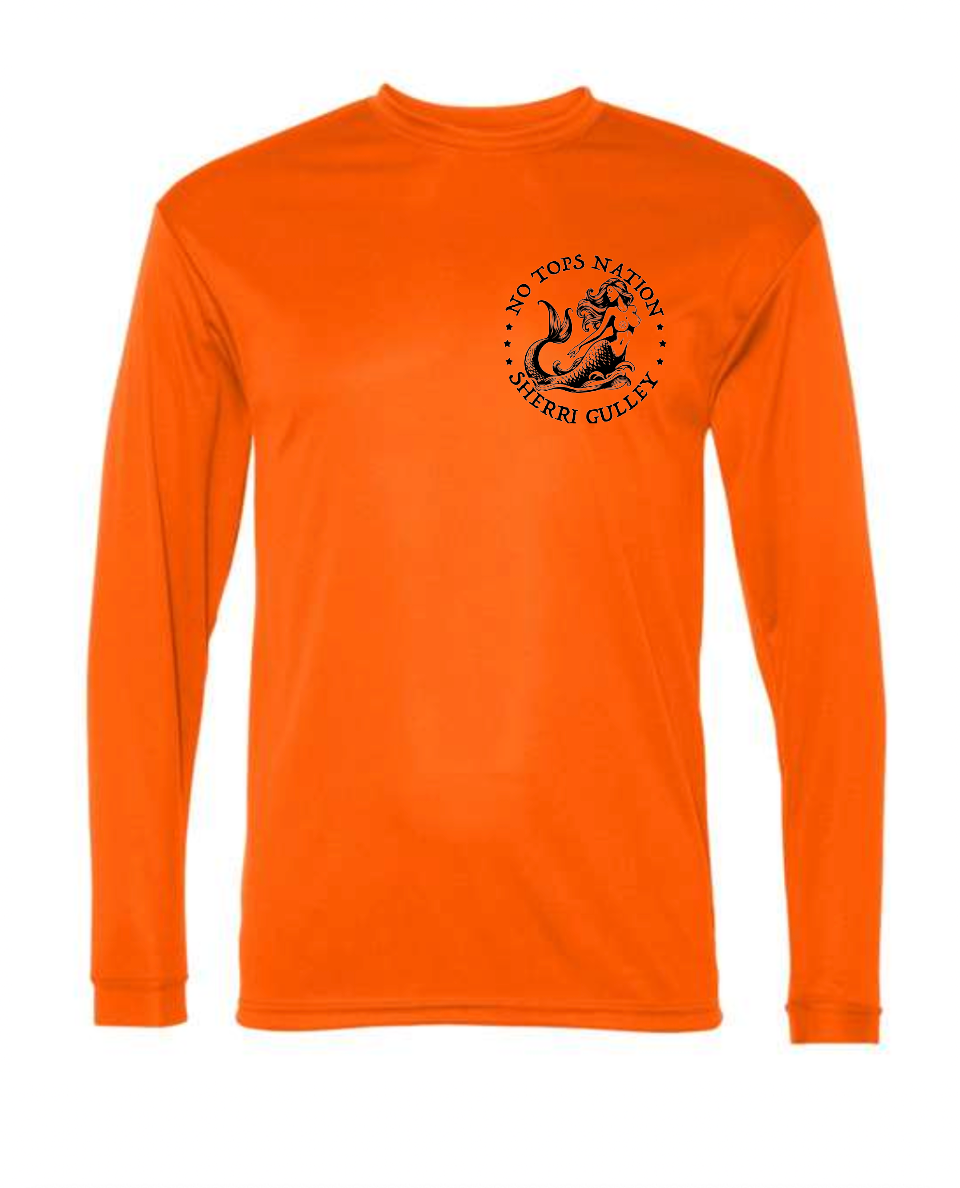 No Tops Nation: Unisex Orange Long Sleeve Rash Guard