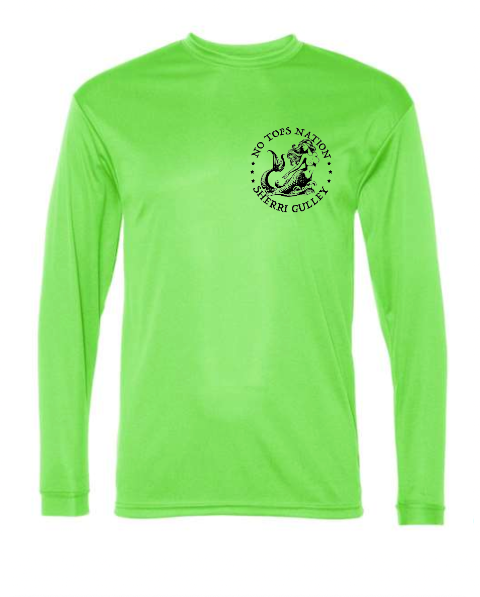 No Tops Nation: Unisex Lime Green Long Sleeve Rash Guard