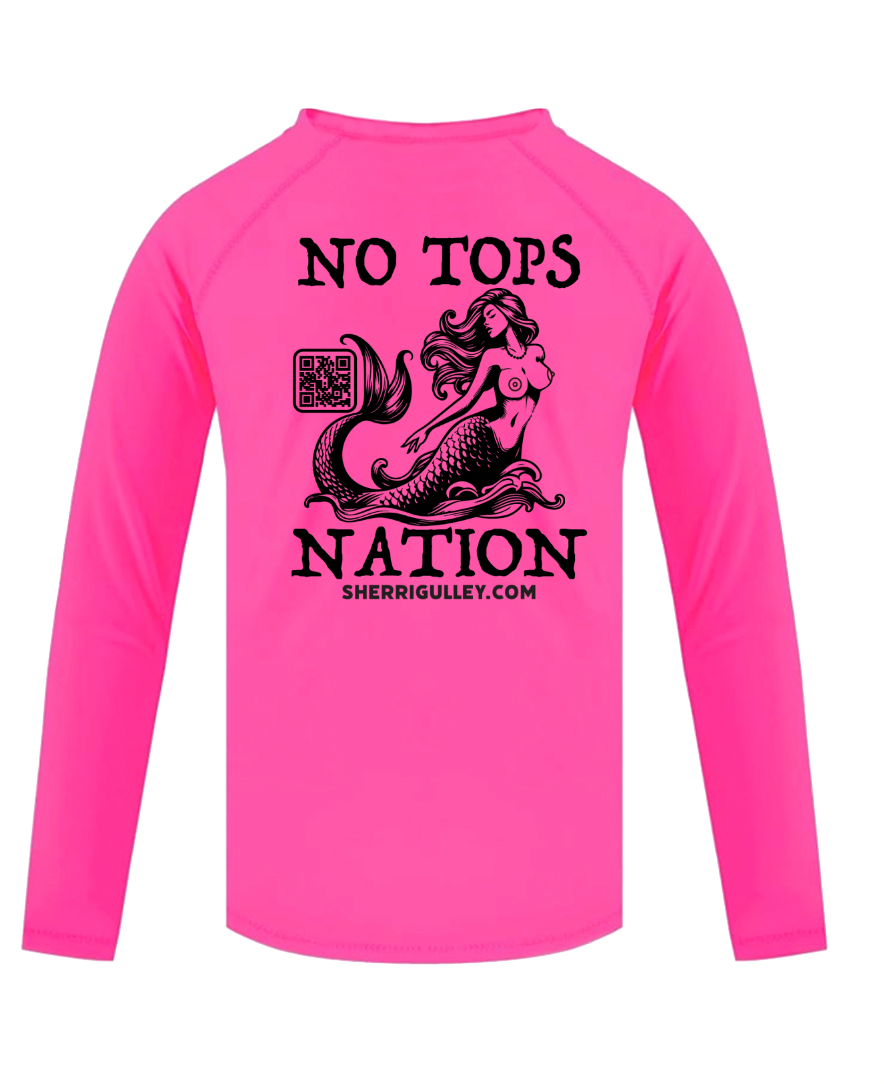 No Tops Nation: Unisex Fuchsia Long Sleeve Rash Guard