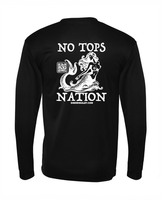 No Tops Nation: Unisex Black Long Sleeve Rash Guard