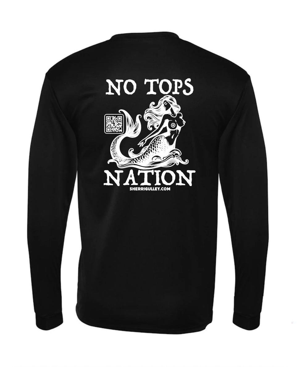 No Tops Nation: Unisex 4XL Black Long Sleeve Rash Guard