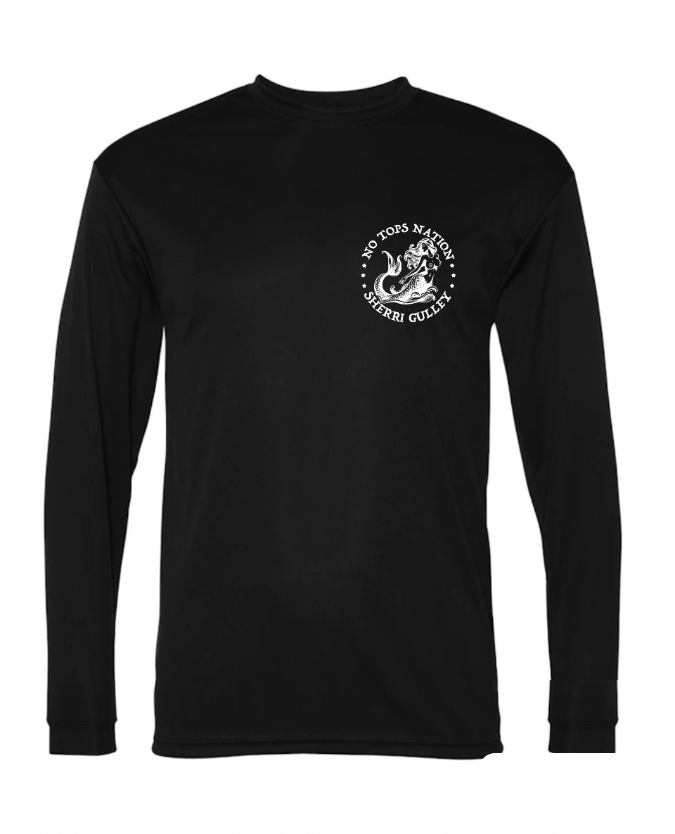 No Tops Nation: Unisex Black Long Sleeve Rash Guard