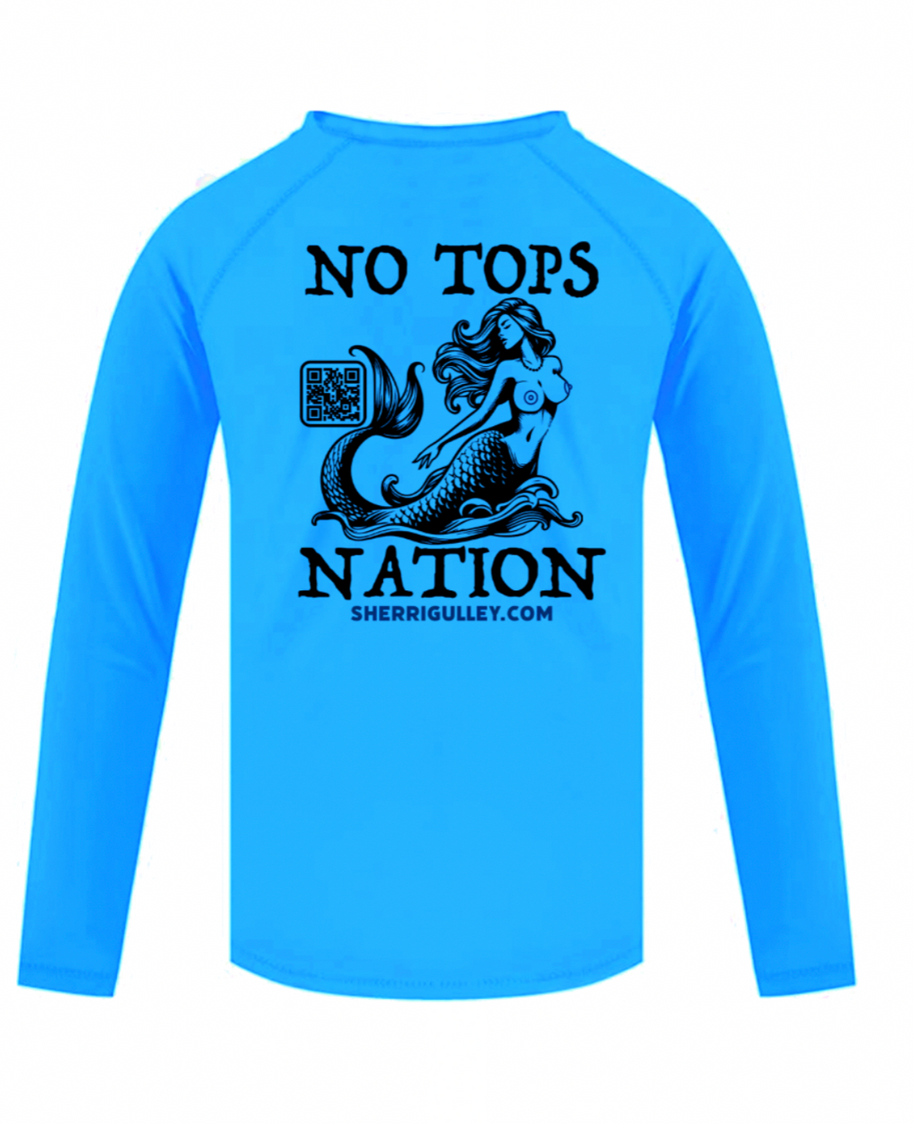 No Tops Nation: Unisex Aqua Blue Long Sleeve Rash Guard