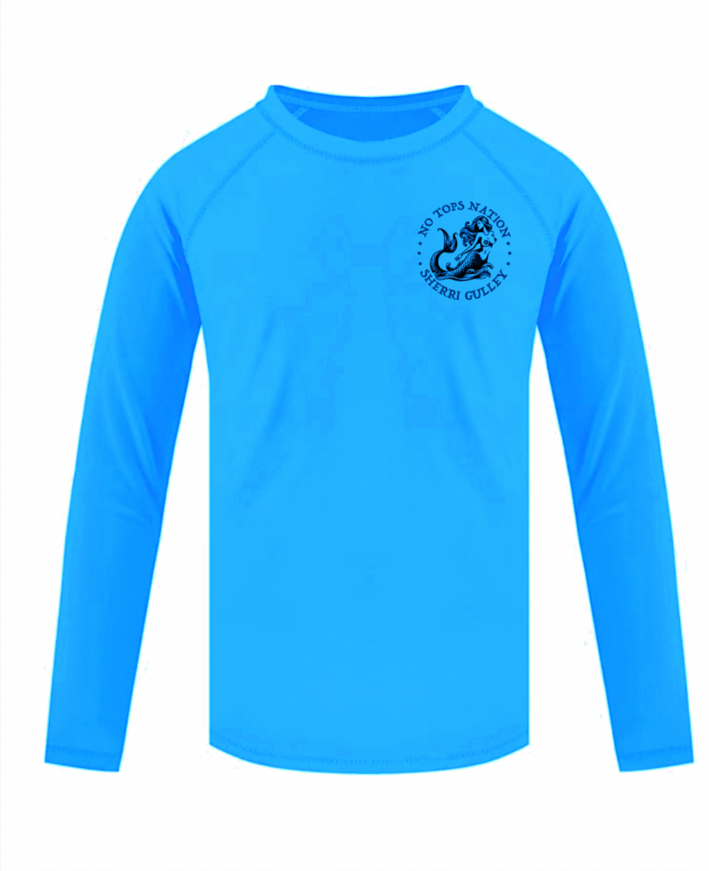 No Tops Nation: Unisex Aqua Blue Long Sleeve Rash Guard