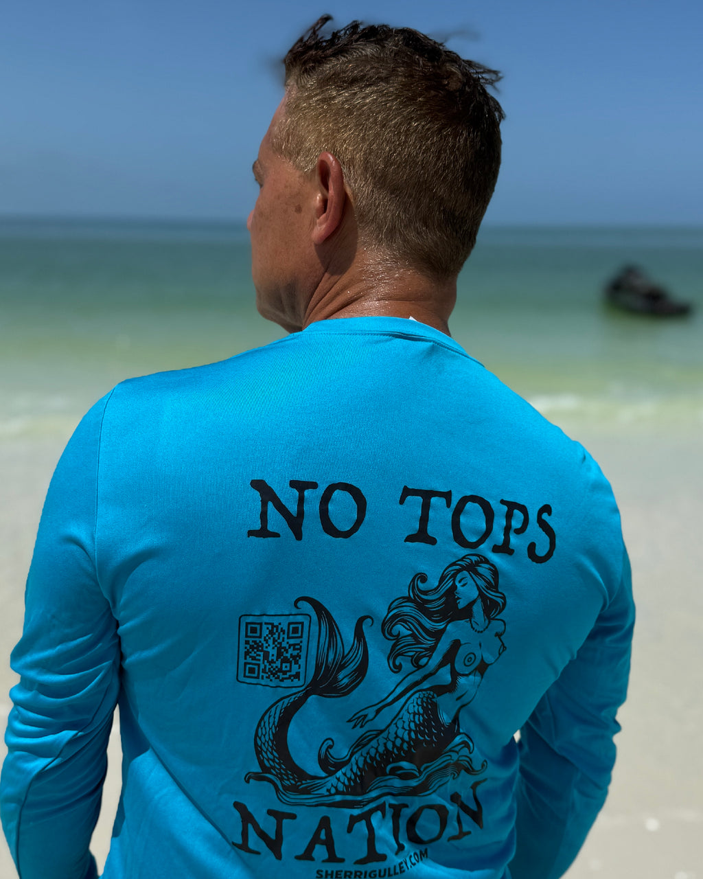 No Tops Nation Unisex Long Sleeve Rash Guard – Aqua Blue – UV Protection, Quick Dry