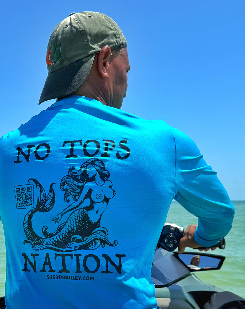 No Tops Nation Unisex Long Sleeve Rash Guard – Aqua Blue – UV Protection, Quick Dry