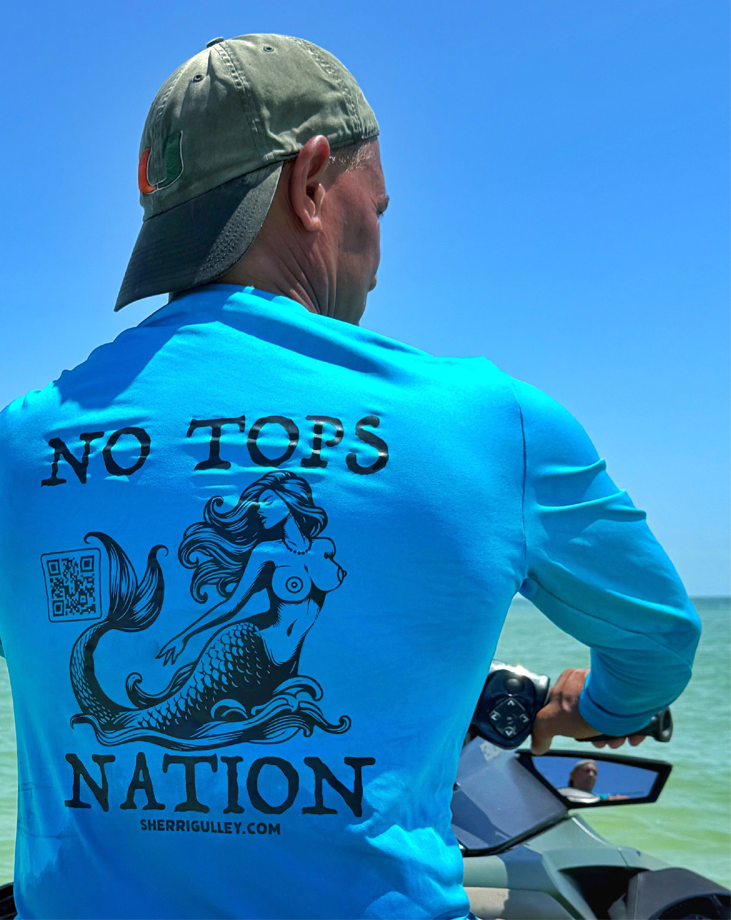 No Tops Nation Unisex Long Sleeve Rash Guard – Aqua Blue – UV Protection, Quick Dry