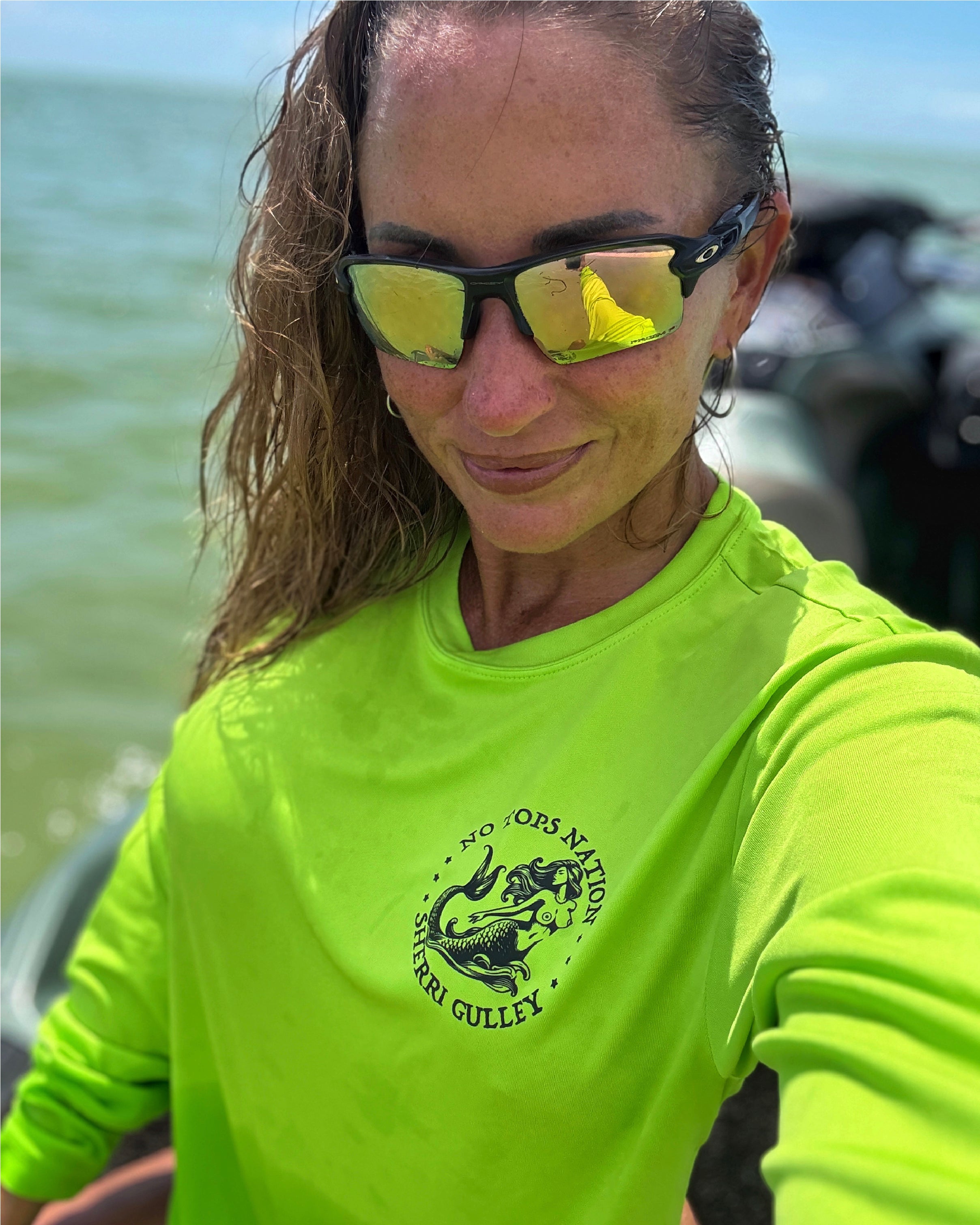 No Tops Nation Unisex Long Sleeve Rash Guard – Lime Green – UV Protection, Quick Dry