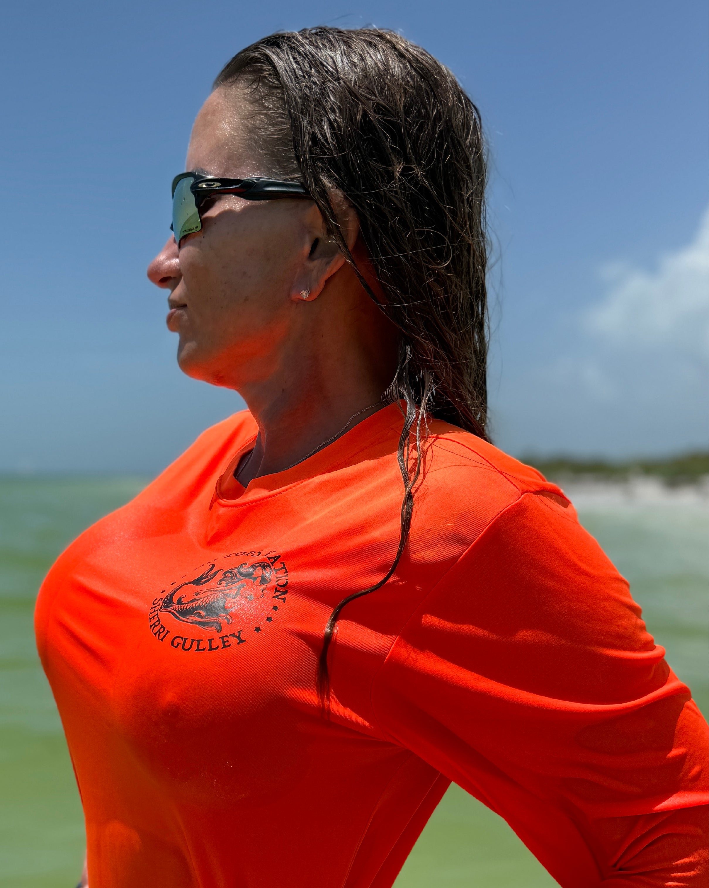 No Tops Nation Unisex Long Sleeve Rash Guard – Bright Orange – UV Protection, Quick Dry